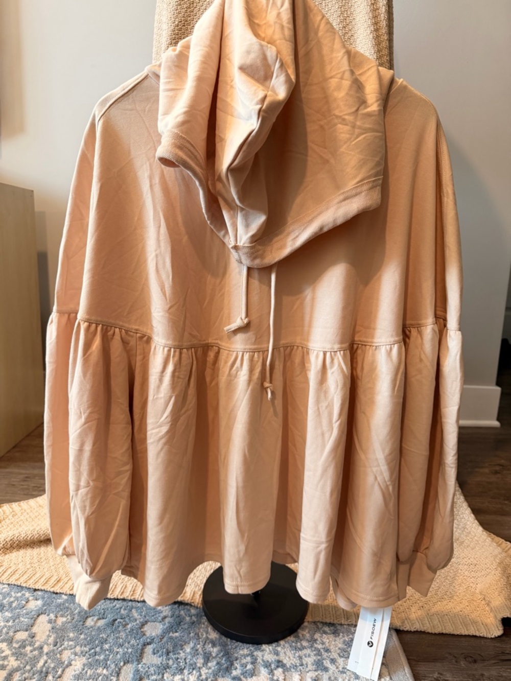 Peach Tiered Hoodie Sweatshirt